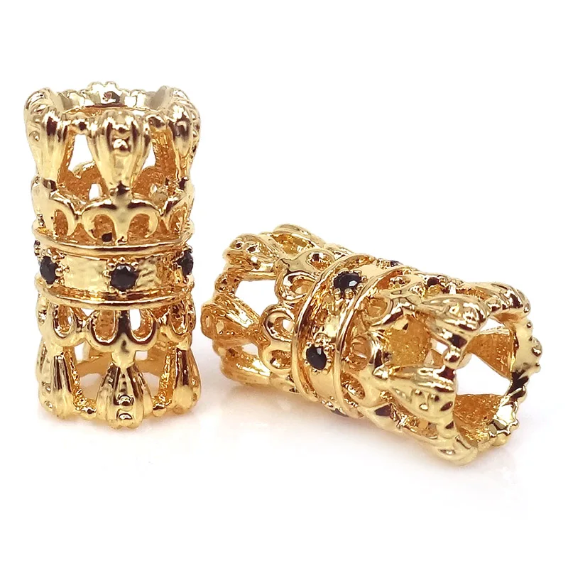 Новый разделитель браслета из микро фианита бисер с большим отверстием золотого