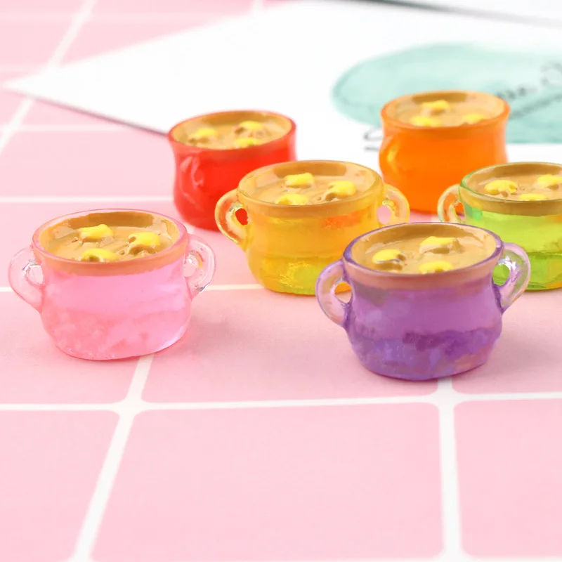 6 шт./лот 24*12 мм миниатюрный горшок для супа Конфета из смолы цветной blyth bjd