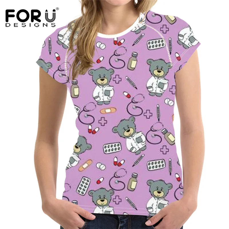 YQ1383BV Футболка FOURDEIGNS Harajuku, женская летняя футболка с рисунком медсестры и медведя, Женская компрессионная футболка, женские колготки для фитнеса - Цвет: YQ1383BV
