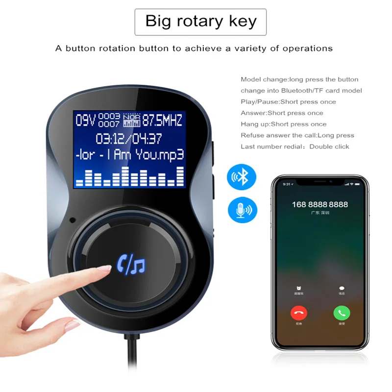 Новинка автомобильный FM передатчик Tancredy BC30 с Bluetooth Автомобильный MP3 плеер