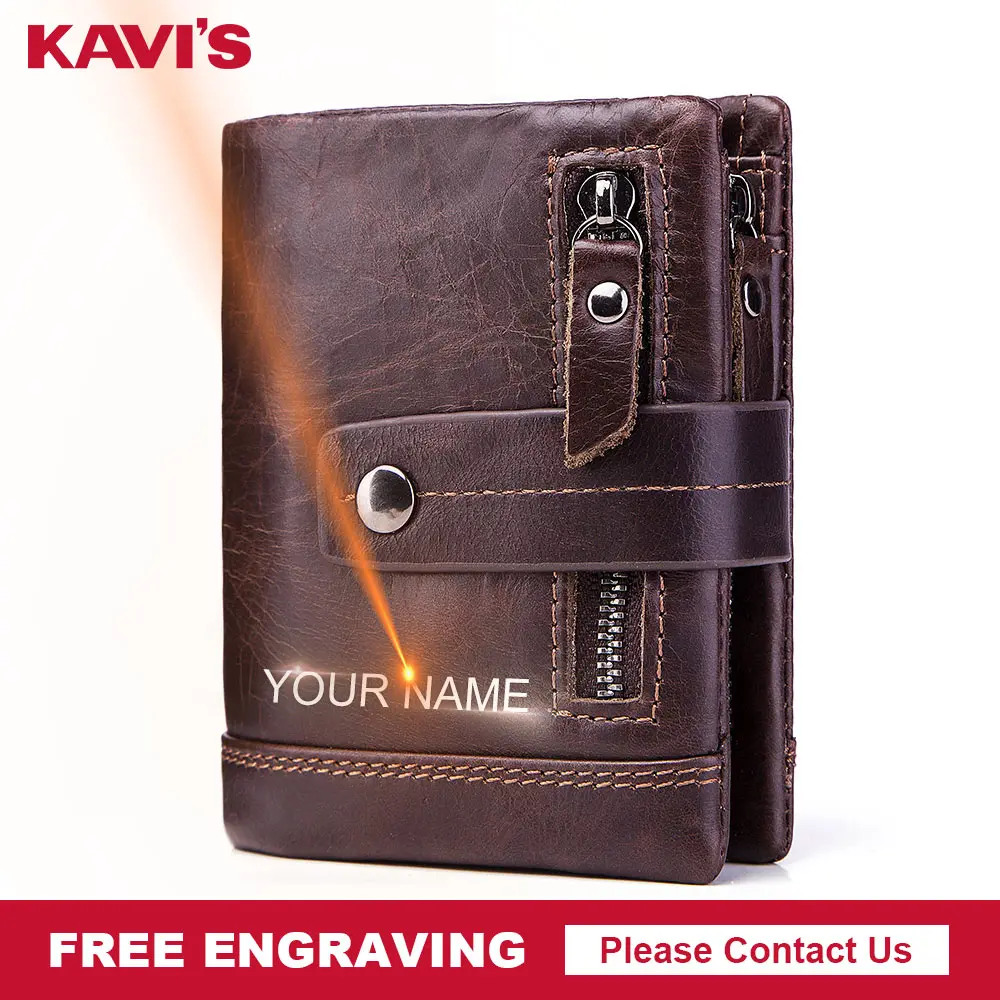 Кошелек KAVIS из натуральной кожи с бесплатной гравировкой мужской портфель Cudan Small