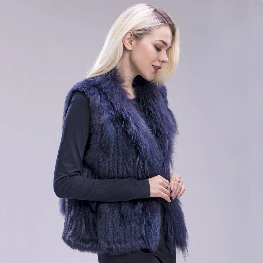 ZDFURS * Бесплатная доставка женский жилет из натурального кроличьего меха с