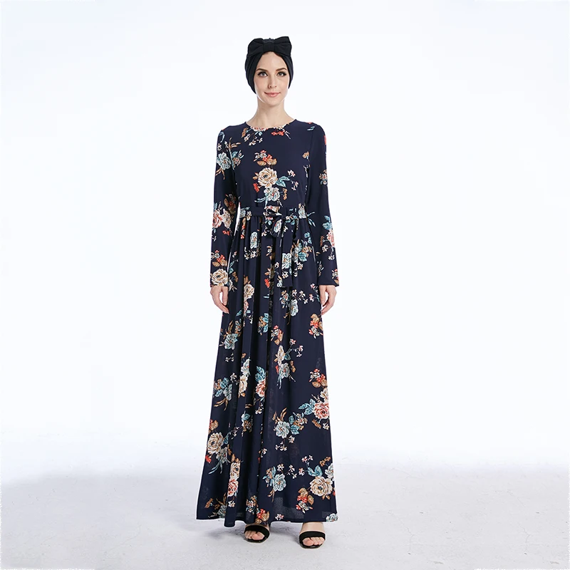 Мусульманское длинное платье из крепа с принтом Abaya кардиган туника кимоно Jubah