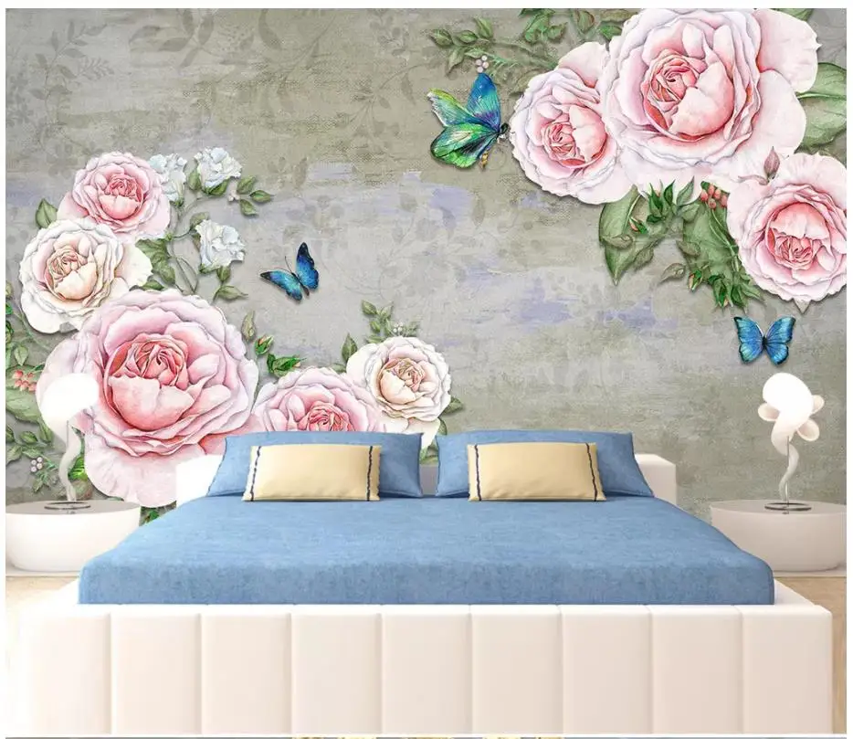 

Custom photo wallpaper for walls 3 d murals wallpaper European retro rose flower mural background wall papers home decoration