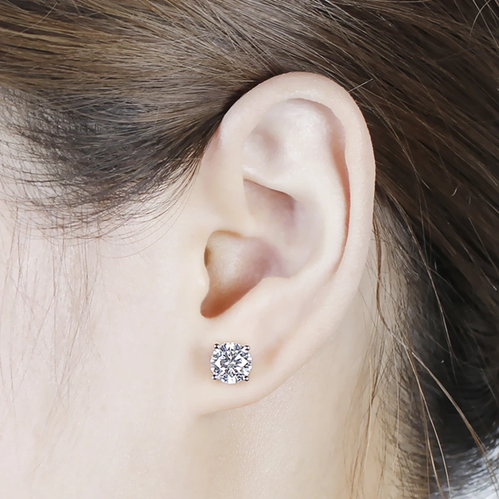 Женские серьги-пусеты Transgems 14 K 585 пробы белый цвет 2 4ctw 7 мм или 1 6ctw 6 Moissanite |