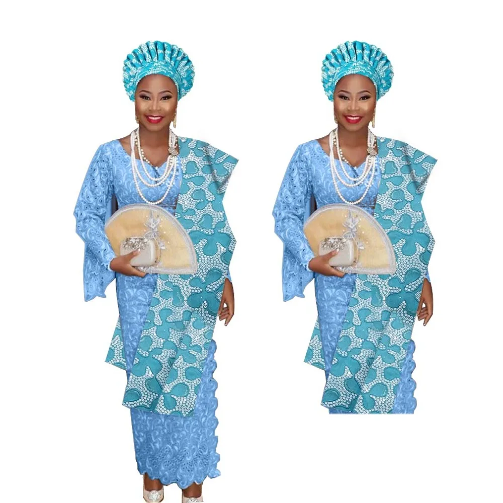 New arrived african headtie scarf auto gele with shoulder together | Hair Ties