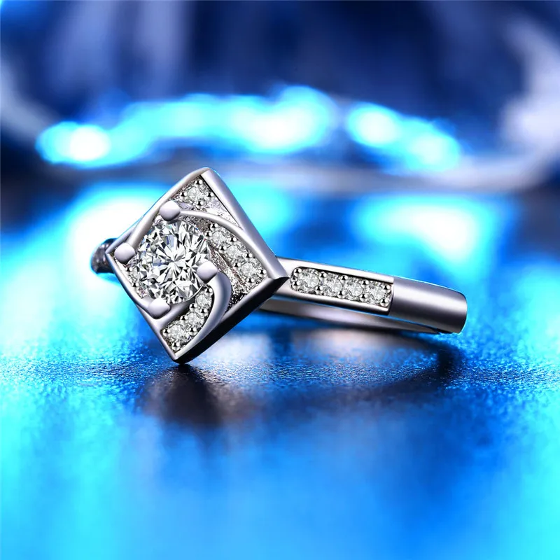 YIXI бренд Promise кольцо из стерлингового серебра 925 Классические квадратные