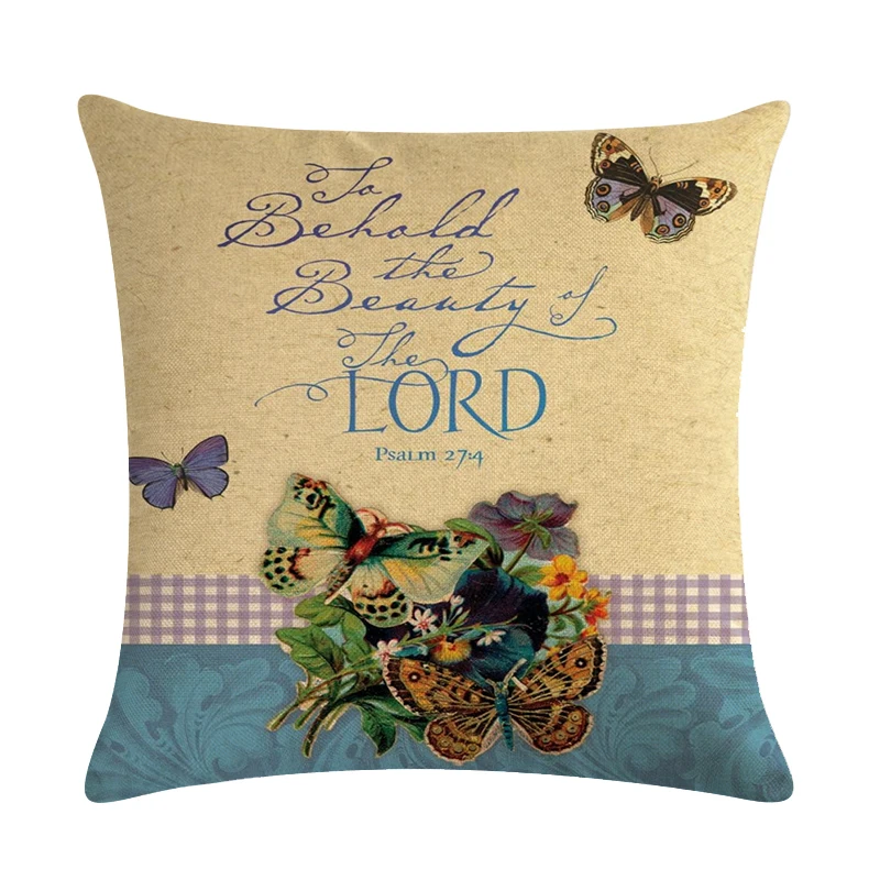 

45*45cm Linen Cushion Cover,Romantic Butterfly Clear Pattern Pillow Cover Soft,Suitable for Home and Office Waist Pad Cover