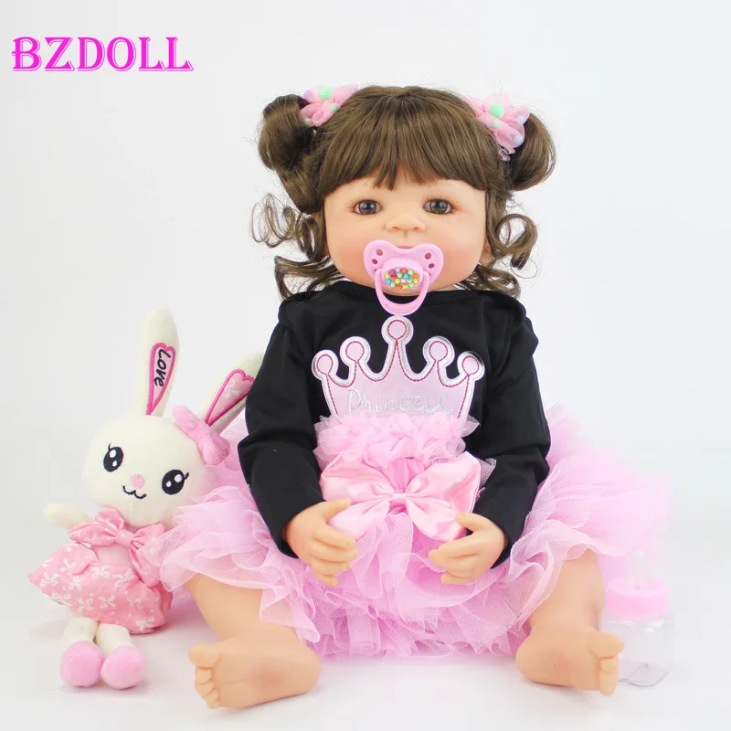 55 см полный силиконовый корпус Reborn Baby Doll игрушка Виниловый фон для новорожденных