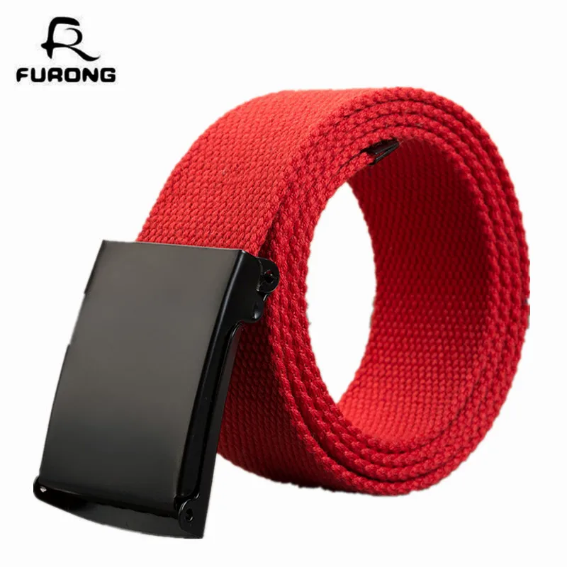 FURONG Fashion Belt Women Candy Color Waist Belts Flip Buckle Knock Off Waistband Male Solid Webbing Canvas Belt for Women