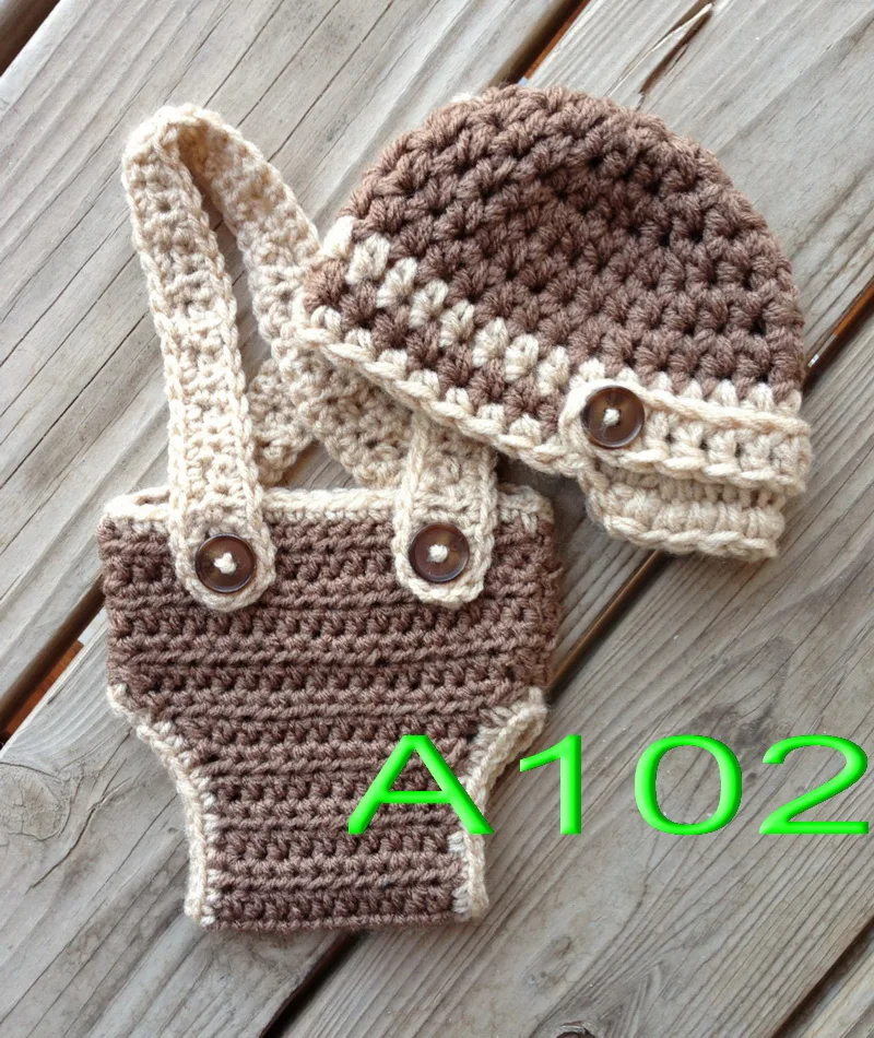 

free shipping,baby hats,handmade crochet hat with overalls shorts baby Set for Newborn Photo Prop NB-3M 100% cotton
