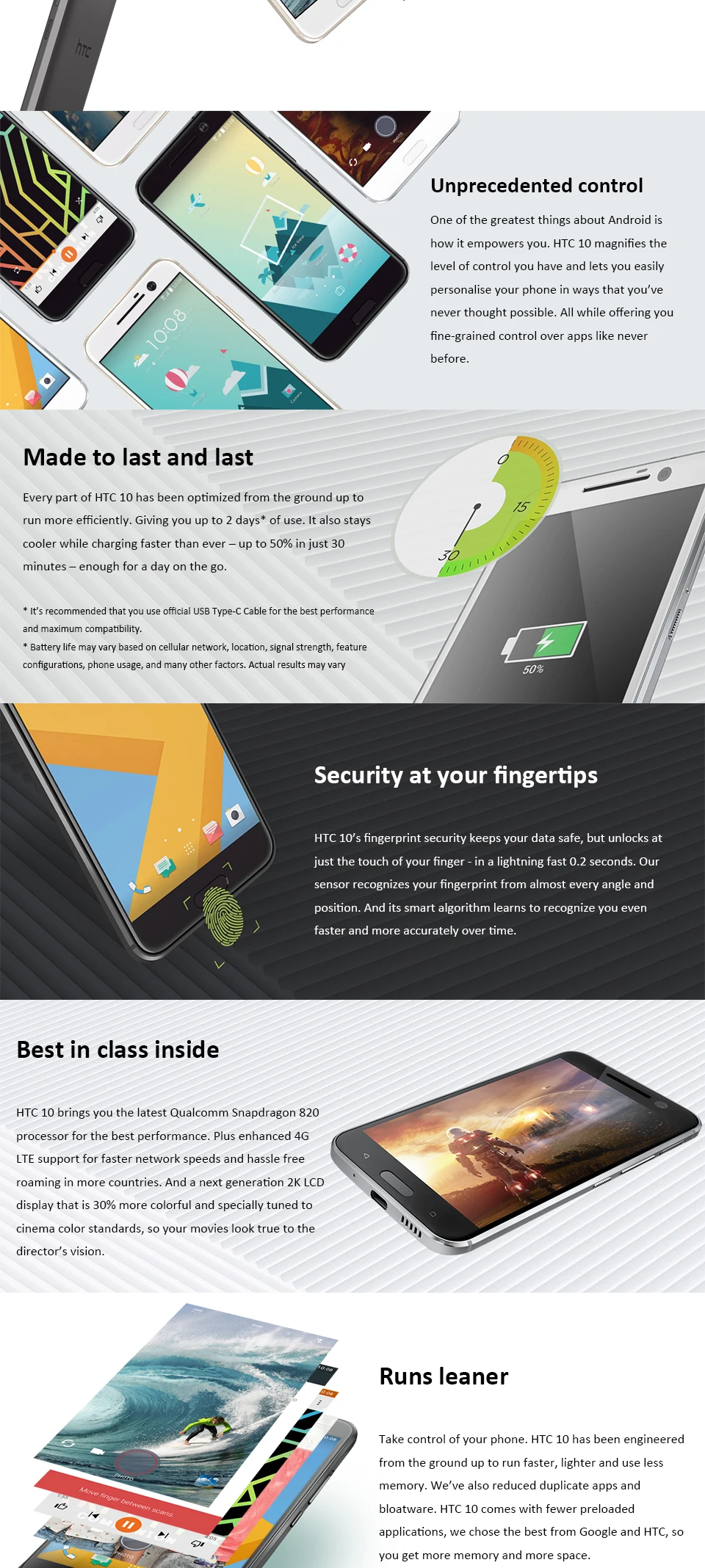 htc 10 M10 4 ГБ ОЗУ 32 Гб ПЗУ четырехъядерный Snapdragon 820 12MP камера 5," NFC GPS wifi 4G LTE сенсорный экран смартфон