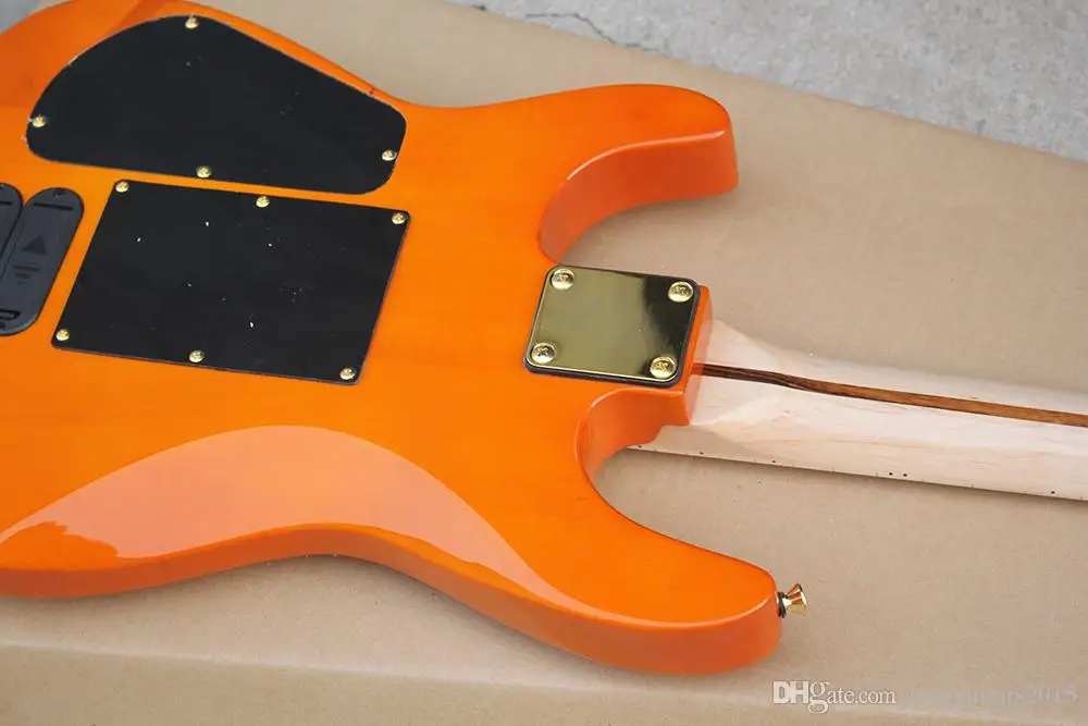 Actory пользовательские оранжевый Электрогитары с Floyd Rose 3 пикапы без Лады