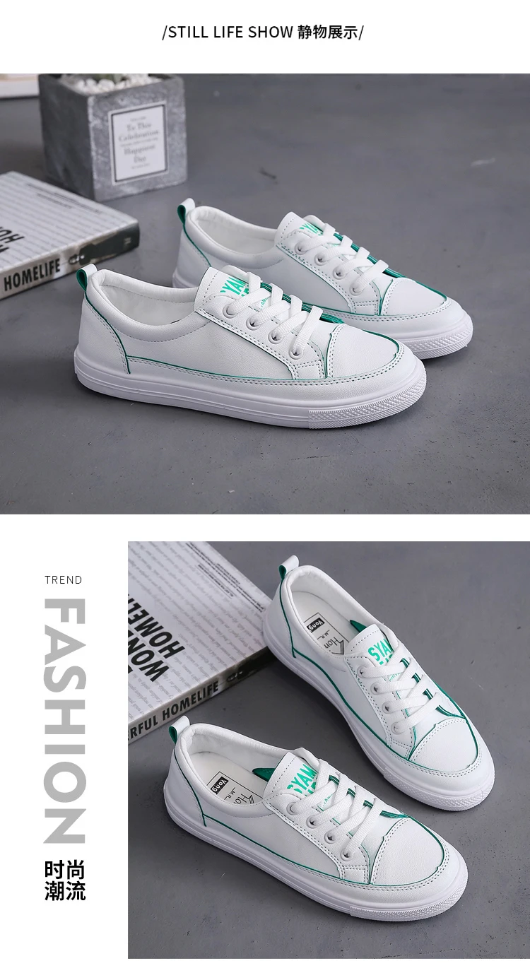 New Designer White Casual Sneakers Women Shoes PU Leather Canvas Sneakers Female Autumn Tenis chaussures femme Dropshipping