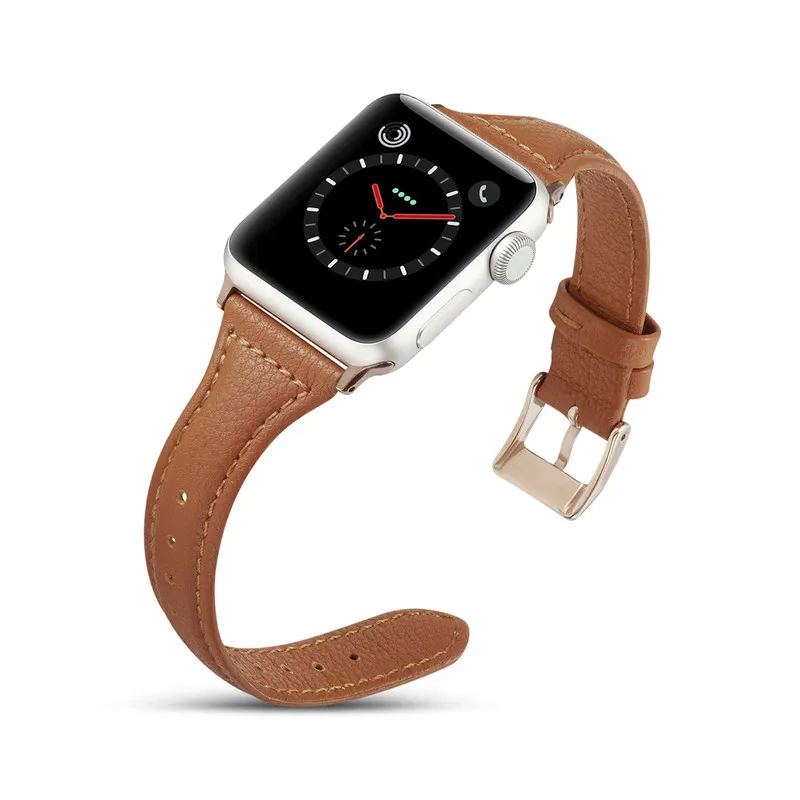 Ремешок из натуральной кожи для Apple Watch тонкий ремешок часов 4 3 2 1 40 44 42 38 мм |