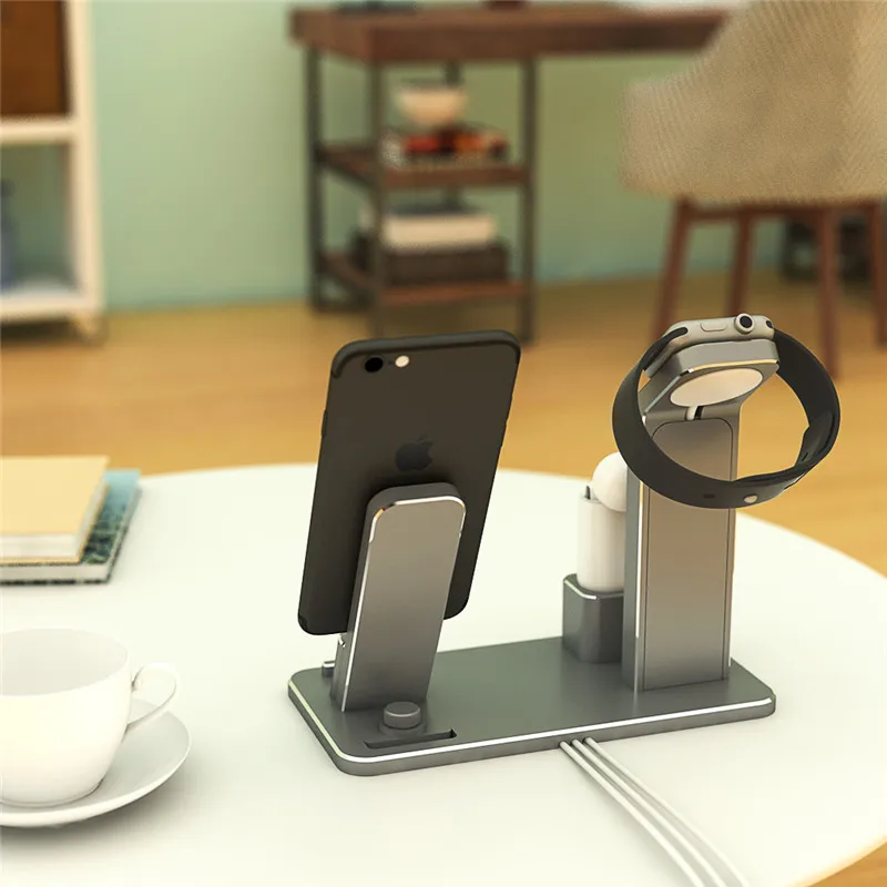 YFW подставка для Apple Watch 4 в 1 AirPods аксессуары зарядная станция держатель телефона