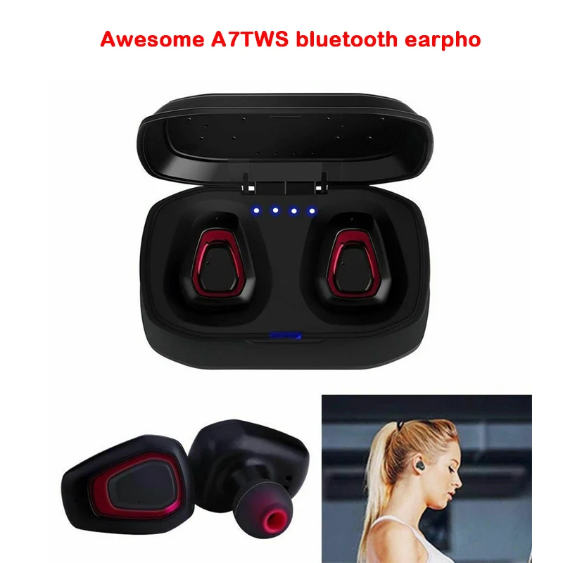 A7 TWS Беспроводная Bluetooth гарнитура стерео спортивные наушники с зарядным