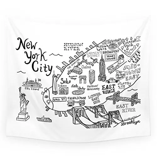 New York City Map Wall Tapestry Hanging For Decoration Fashion | Дом и сад