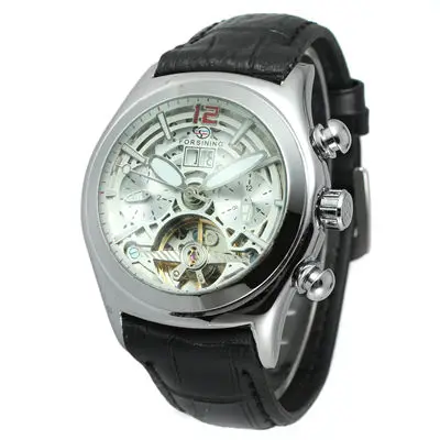 FORSINING Новая легенда турбийон серия 3D Cristal De Diseno De Cuero Genuino Correa мужские Relojes - Цвет: White