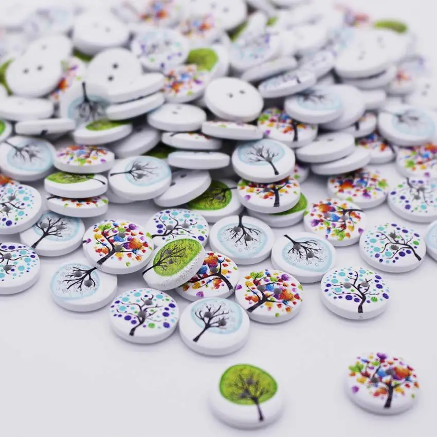 Деревянные пуговицы для шитья и скрапбукинга 2 отверстия 100 шт.|button resin|accessories