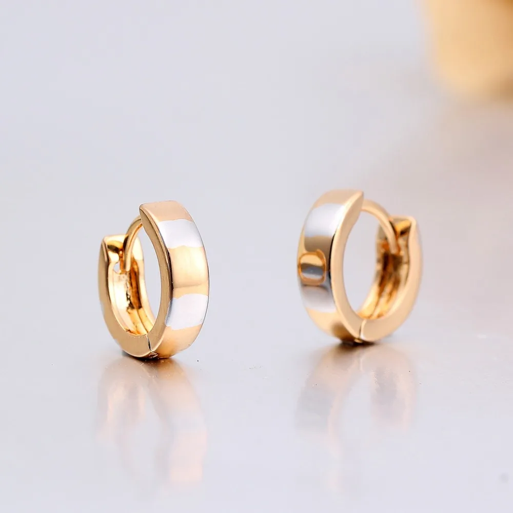 Маленькие серьги обручи Windshow желто белые микс золотого цвета круглые для женщин