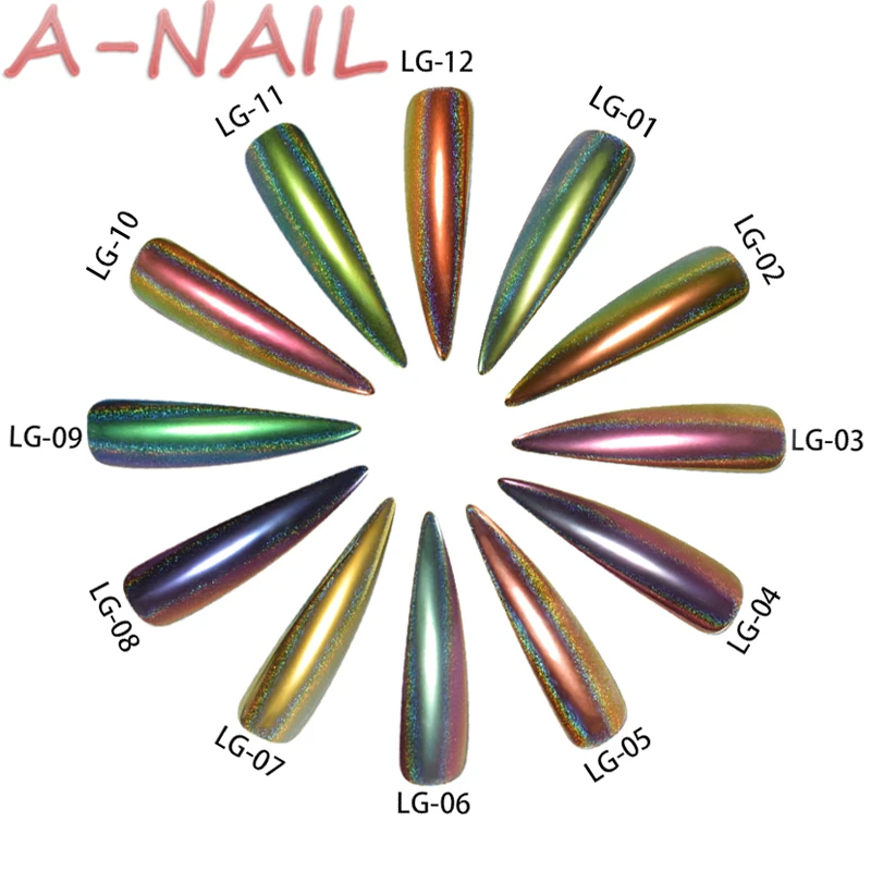A NAIL 12 коробок/комплект цветов голографическая Павлин Chrome пигмент Хамелеон