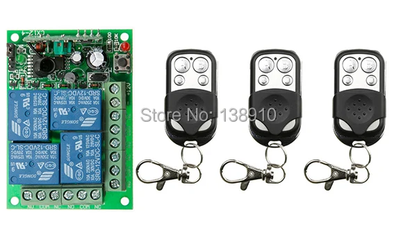 

NEW DC12V 4CH 10A Radio Controller RF Wireless Push Remote Control Switch 315 MHZ 433 MHZ teleswitch 3 Transmitter +1 Receiver