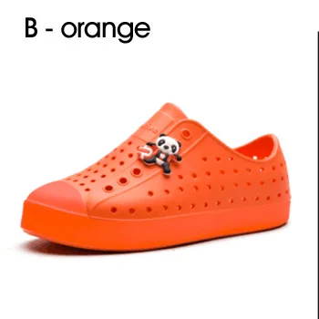 B-orange Новая летняя стильная детская пляжная обувь дышащие Вьетнамки с отверстиями Нескользящие сандалии дети сажают наружные кроссовки для девочек и мальчиков - Цвет: B-orange