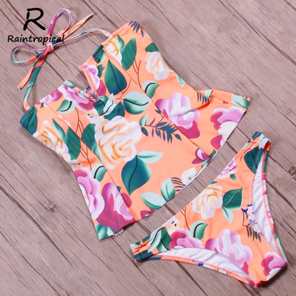 Женский купальник из двух предметов с цветочным принтом | Спорт и развлечения