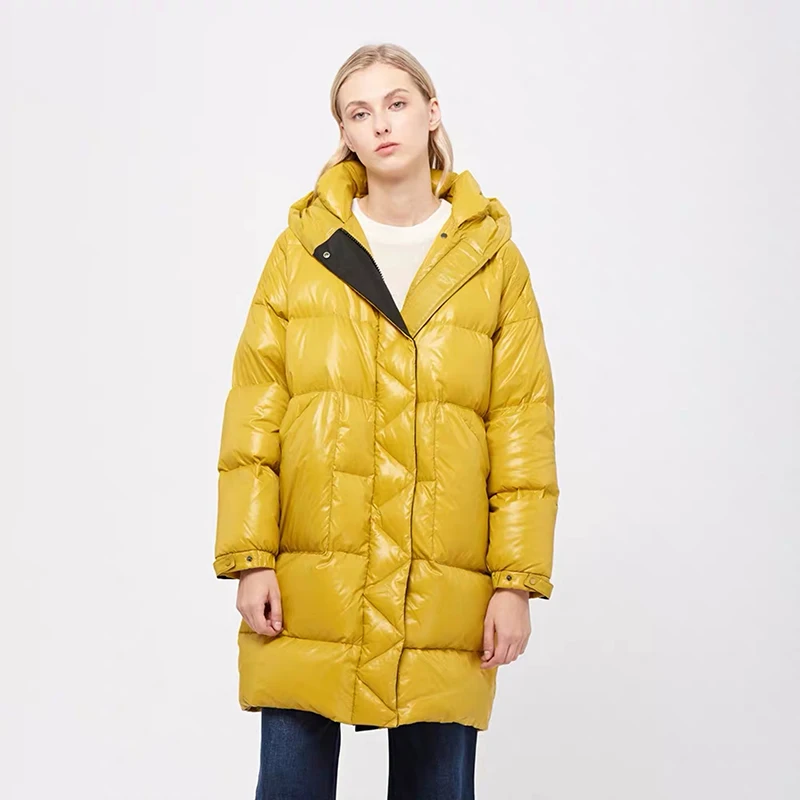 Пуховик, женский пуховик, зимнее пальто, abrigos mujer invierno, doudoune femme hiver, свободное, с капюшоном, толстое, длинное, корейское пальто w