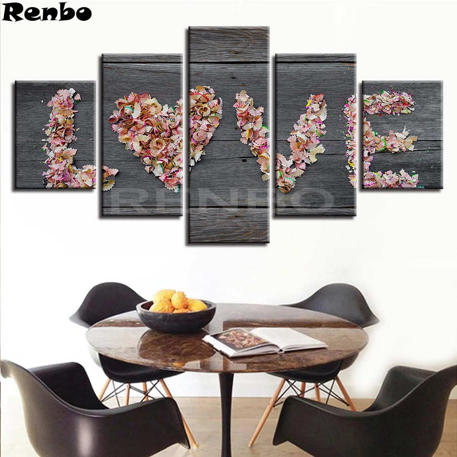 

5D Needlework Diamond Embroidery pattern DIY Diamond Painting "Romantic love" painting mosaic home decoration wallpaper 5pcs