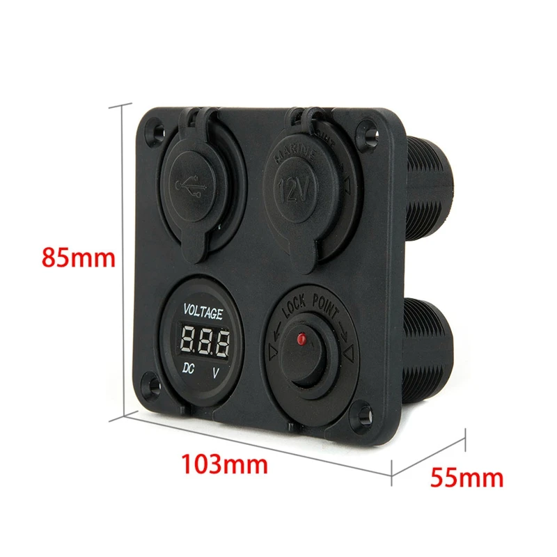 4 порта Водонепроницаемая 2 микродержателя розетка прикуривателя панель