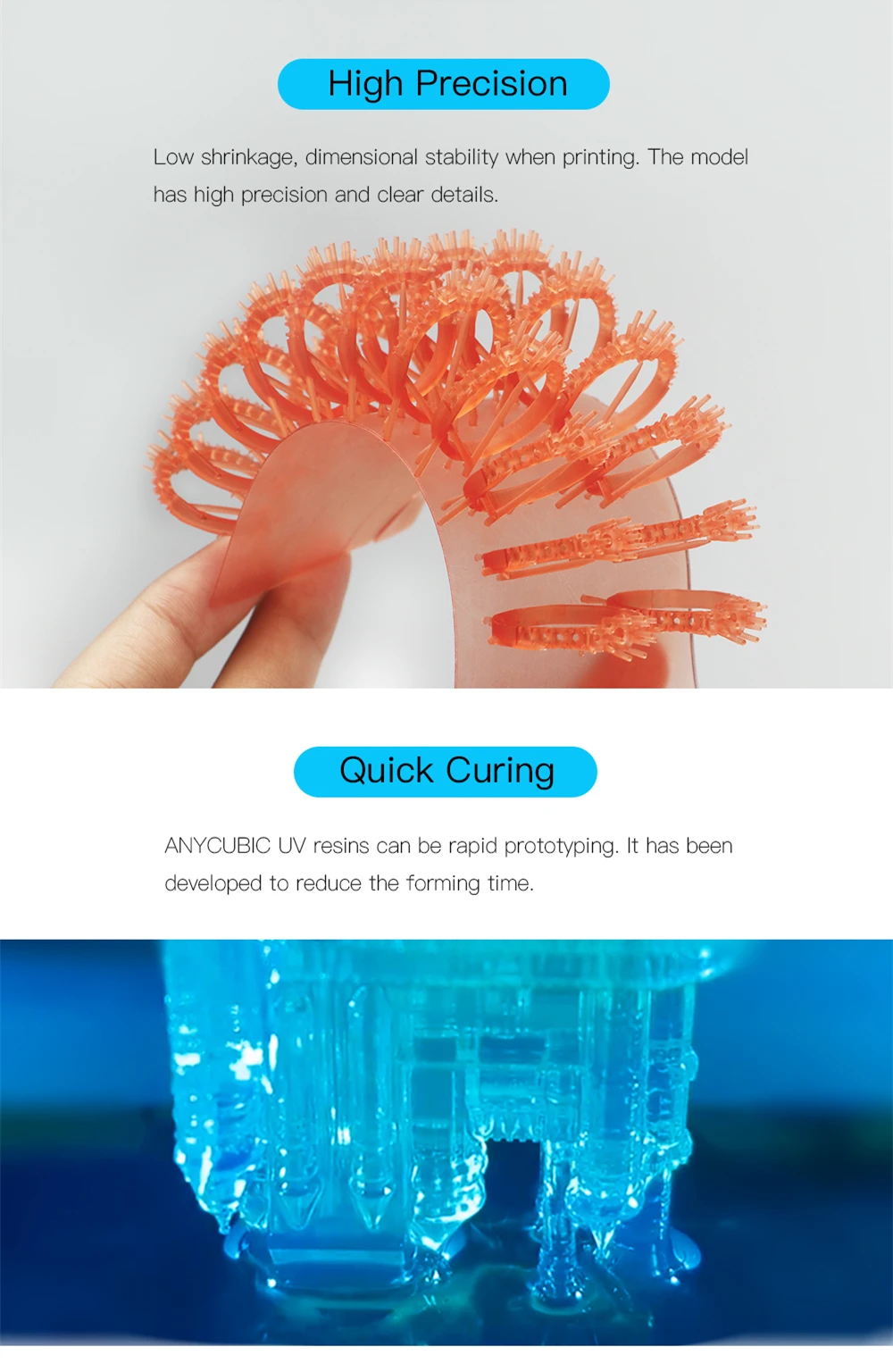 ANYCUBIC 405nm 500 мл Стоматологическая литая не литая УФ смола для 3d принтера Фотон Impressora печатный материал чувствительный ЖК-дисплей