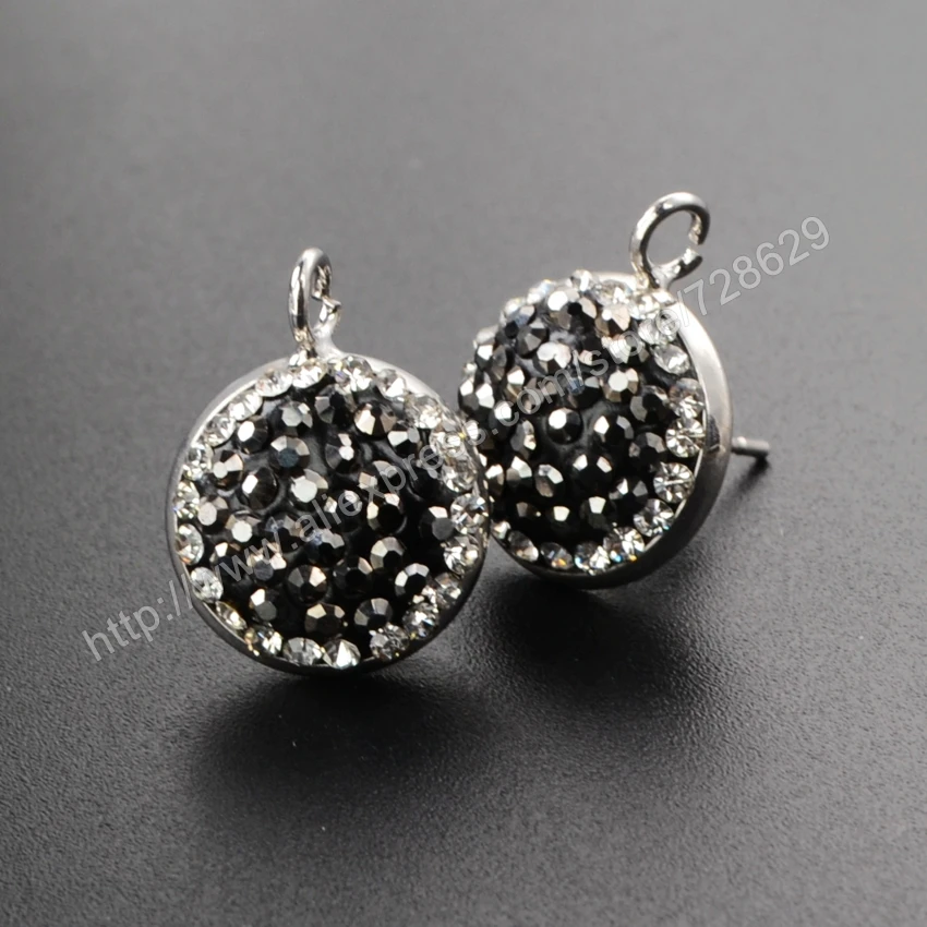 Wholesale14mm Черный Граненый Белый Стразы Micro Diamate Цирконами Мощеные Серьги CZ Мода