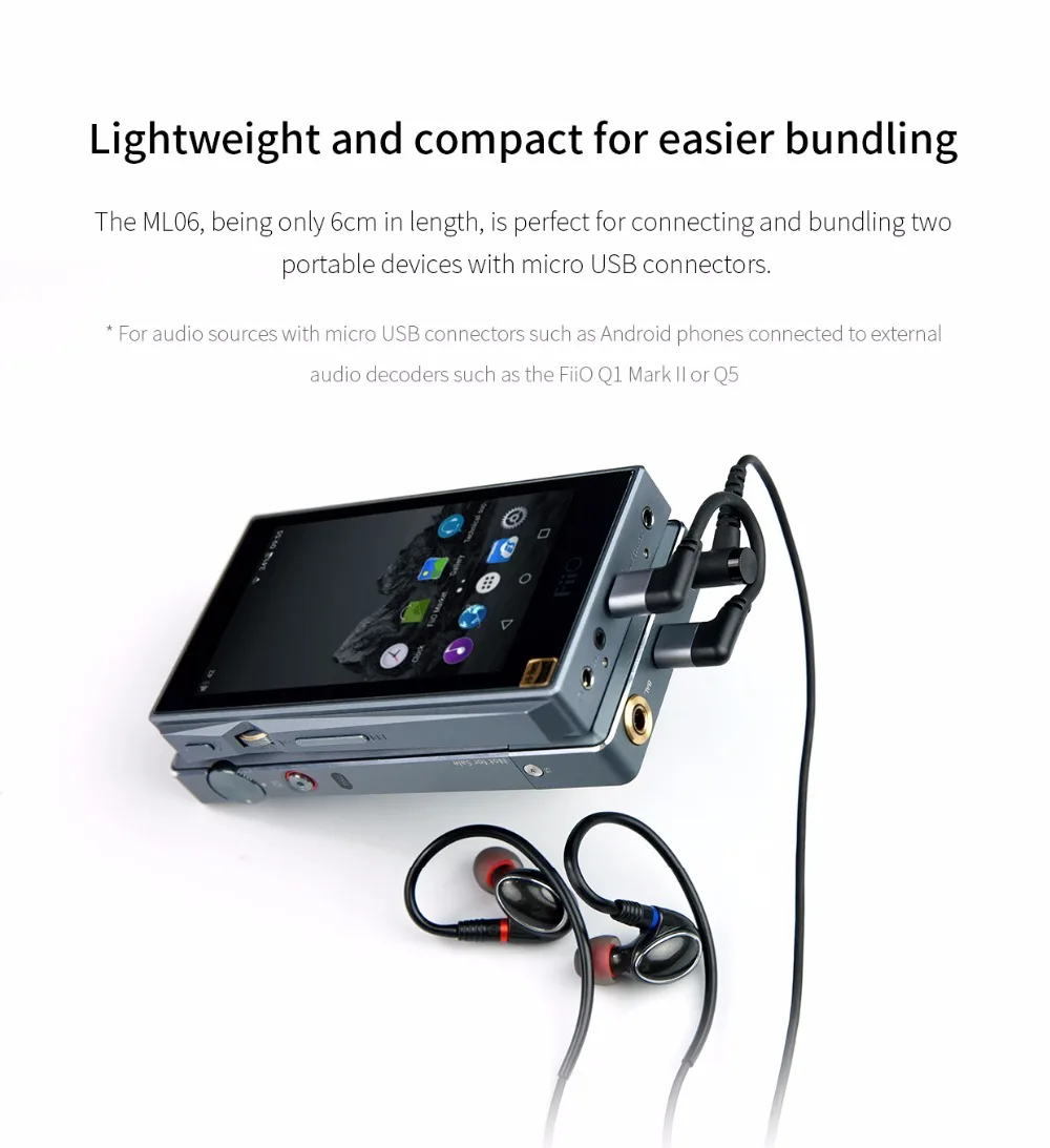 FiiO ML06 Micro-Micro USB Hifi аудио Decord кабель для MOjO FiiO Q1II/Q5/M7 DAP/мобильных телефонов и плееров