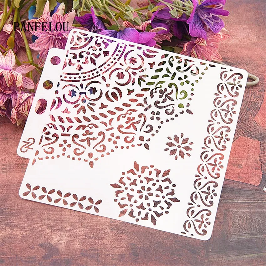Multilayer flower scrapbook stencils spray plastic mold shield DIY cake hollow Embellishment printing lace ruler Valentine's Day | Дом и