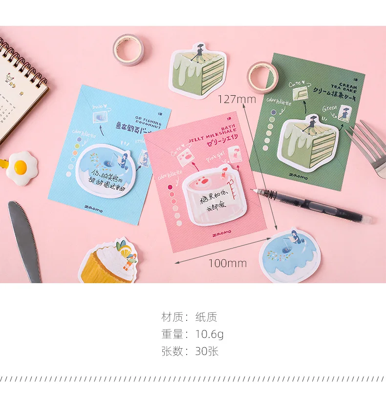 30 pack/lot Fruit Cake Bread Dessert Series Memo Pad N Times Sticky Notes Escolar Papelaria School Supply Bookmark Label