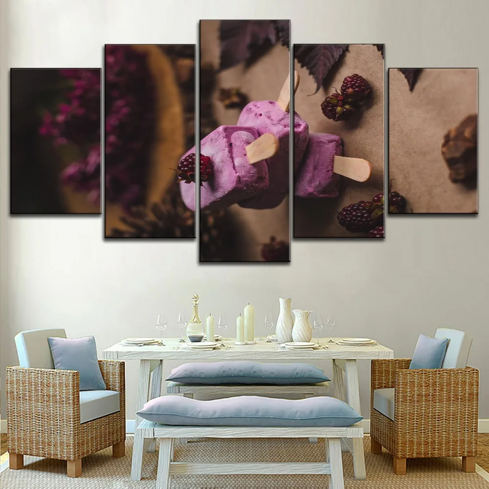 5 шт. декоративные картины на холсте фрукты малина мороженое|Рисование и