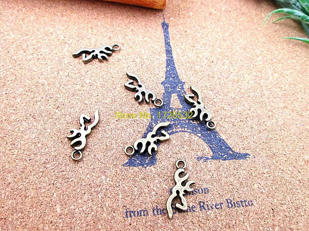 30 шт -- голова оленя силуэт амулеты Античная бронзовая рога Подвески 22x9mm |