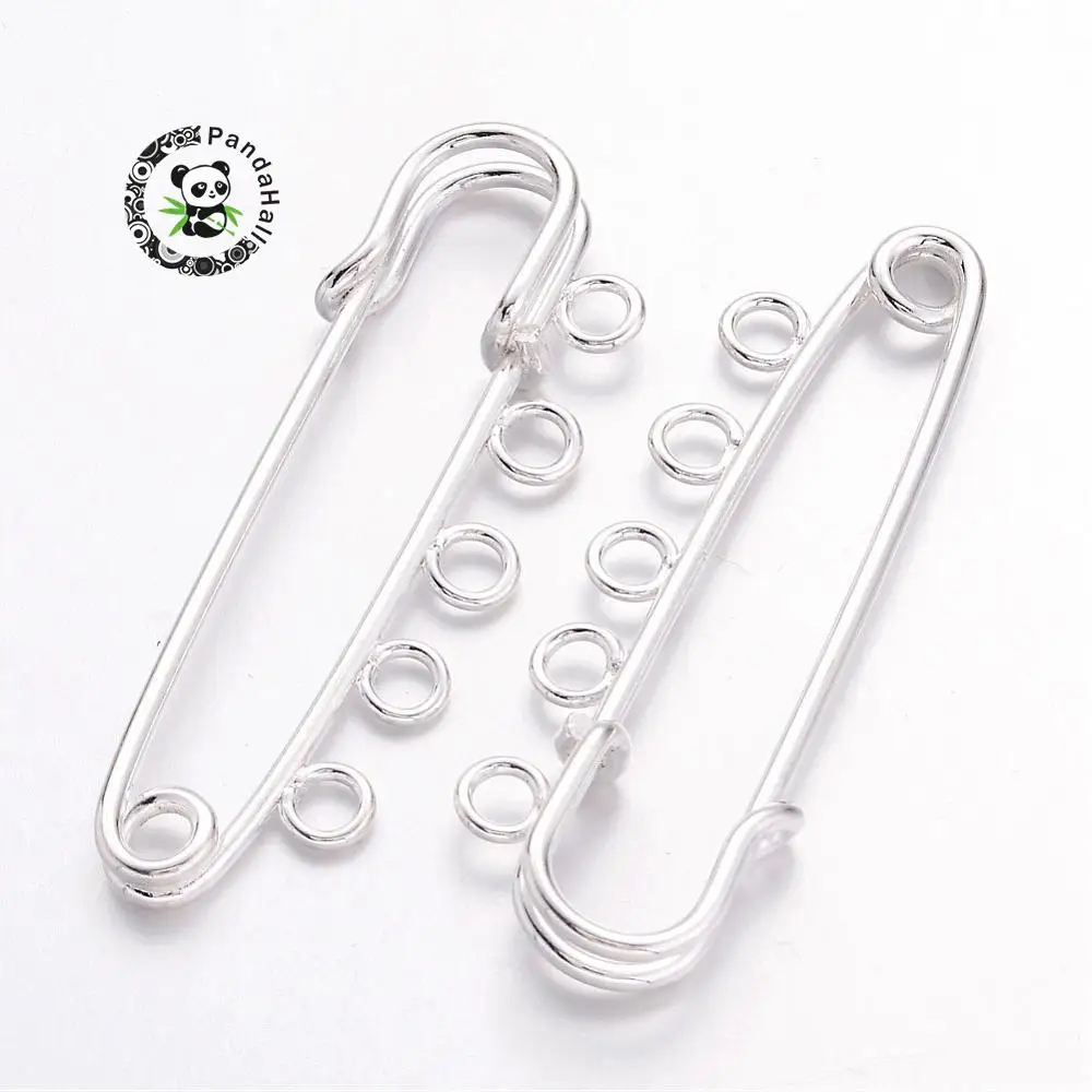 

500pcs Iron Kilt Pins, Brooch Findings, Silver Color, 16x50mm