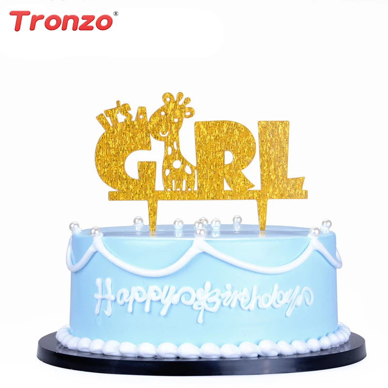 Tronzo милый жираф акриловый торт на день рождения Топпер It's a Girl Baby Shower вечеринка
