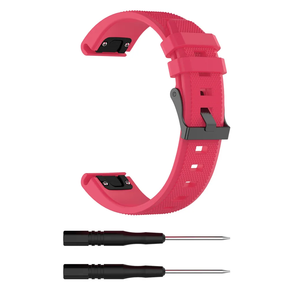 Rose Red 22 мм сменный силиконовый текстурный ремешок для Garmin MARQ series/Fenix 5 Plus/Forerunner945, 935 универсальный браслет - Цвет: Rose Red