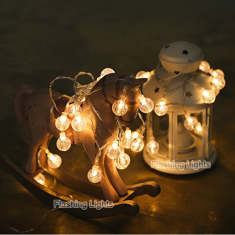 Светодиодная вишневая гирлянда с шариками пузырями на батарейках 2 м/3 м|battery operated