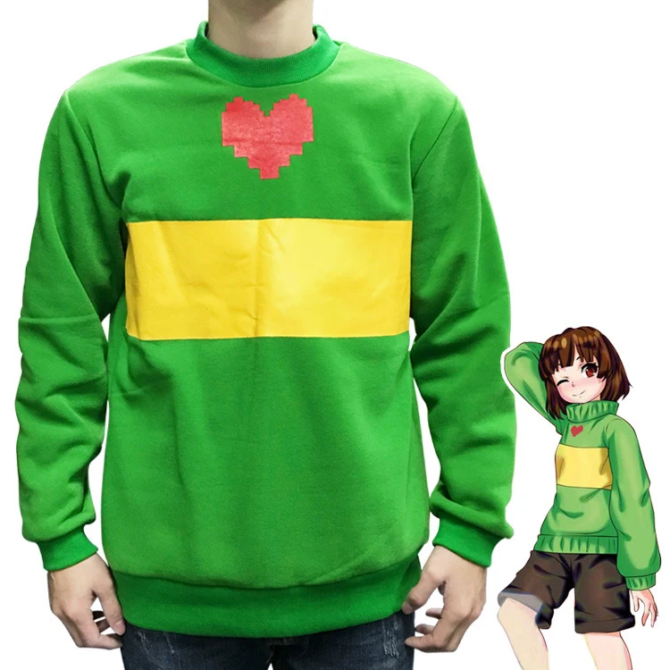 Аниме! Горячая игра Undertale фигура шара красное любящее сердце пуловер флис зеленый