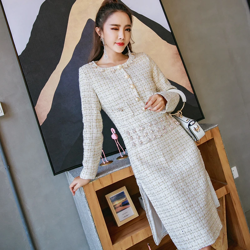 2019 Высокое качество Новый осень зима для женщин Роскошные бисер бриллиантами