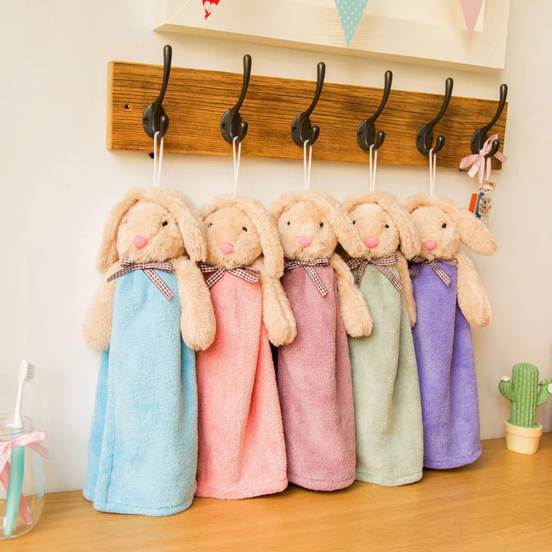 Мультяшное животное подвесное мягкое полотенце для рук коралловый бархат