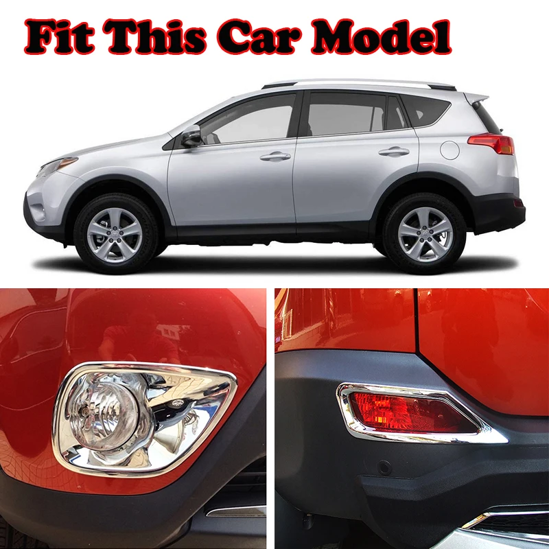 Подходит для Toyota RAV4 2013 2014 2015 Хромированная передняя + фотовспышка отделка бампера