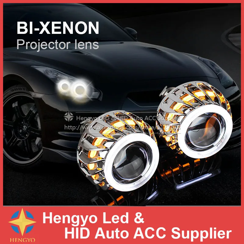 F2 двухцветный CCFL ангельские глазки проектор HID биксеноновый Объектив авто