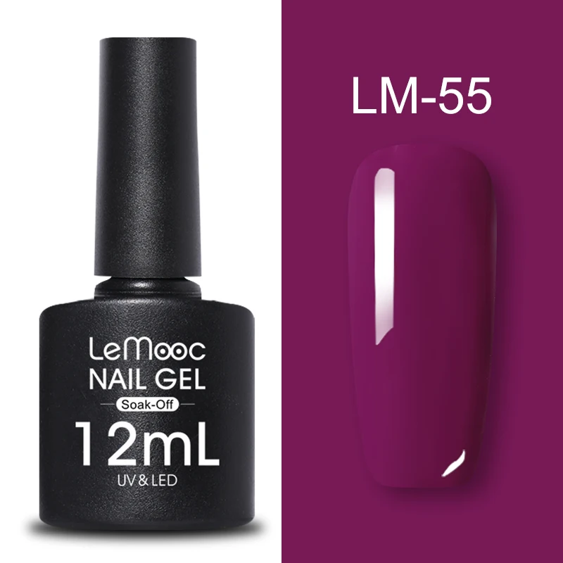 LM-55 LEMOOC, 12 мл, Гель-лак для ногтей, гибридный лак, все для маникюра, блеск для ногтей, верхнее Базовое покрытие, UV Vernis, Полупостоянный лак для ногтей - Цвет: LM-55