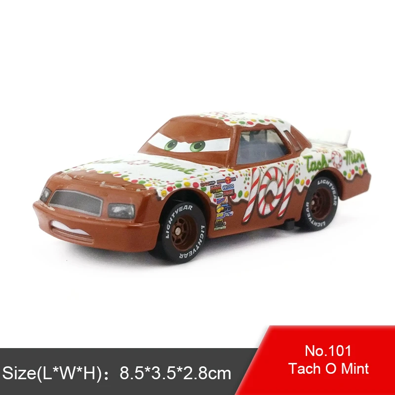 No.101 Tach O Mint Disney Pixar Cars Racers цыпленок Хикс Молния Маккуин король NO.4-NO.123 1:55 металлические литые игрушки модель автомобиля для мальчиков Детский подарок - Цвет: No.101 Tach O Mint